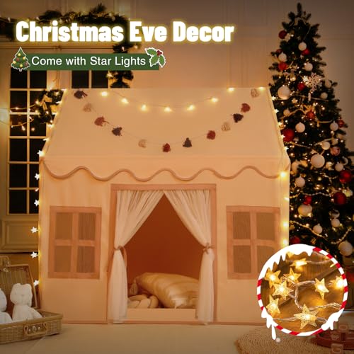 Senodeer Kids Play Tent Indoor: with Mat, Tassel Garland - Girl Tent Indoor Playhouse for Kids Toys for Boy Girl Birthday Gift