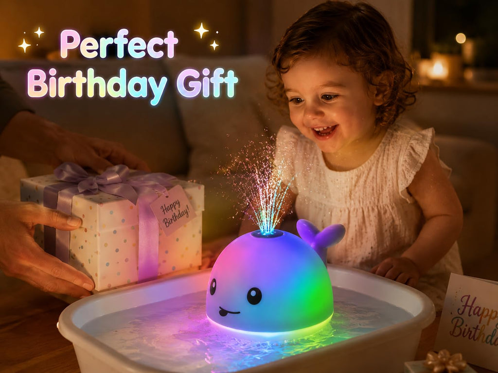 Gigilli Baby Bath Toys, Light Up Pool Water Bathtub Toy for Toddlers Babies | Bath Toys for Kids Boy Girl Gifts, Whale Bath Toy Sprinkler, Birthday Fountain Toy