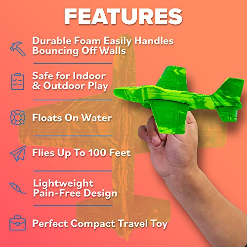 Foam Airplanes - Stocking Stuffers for Kids All Ages 4 5 6 7 8 9 10 Year Old - Best Toy Gift - Boy Toys Stocking Stuffer Gifts - Air Plane Gift Idea - Easter Basket Gifts for Boys & Girls Party Favors