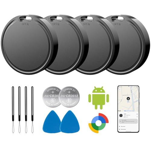 Air Tags for Android,Air Tags-4 Pack Android,Android Tracker Tags,2 Year Battery Life,Google Find Trackers for Google'S Find Hub App,IP65 Waterproof Luggage Tracker Android for Keys,Wallets,Suitcases