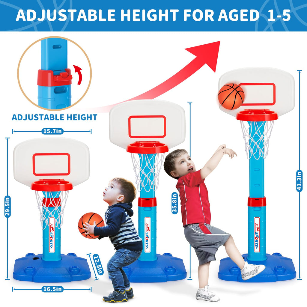 Toddler Basketball Hoop, Kids Toys Basketball Hoops for Indoor Outdoor Play | Adjustable Mini Basketball Hoop with 3 Balls for Outside, Pool, Christmas Birthday Sport Gift for Baby Boy Girl Ages 2 3 4