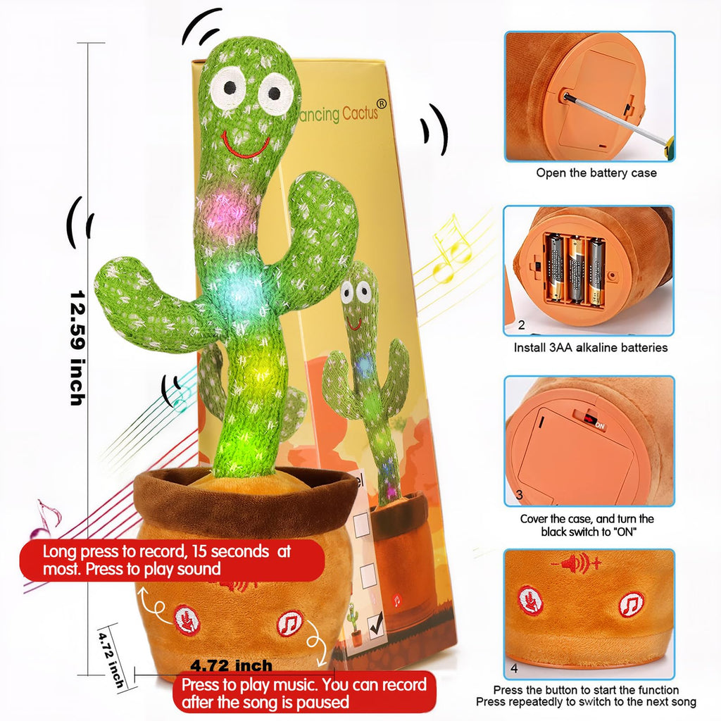 Emoin Talking Cactus Toy, Interactive Toys Dancing Cactus Toy Mimicking Repeating What You Say, Toddler Infant Baby Toys Gifts for 6 7 8 9 10 Month Old Baby Toys for 1 2 3 Year Old Boy Girl
