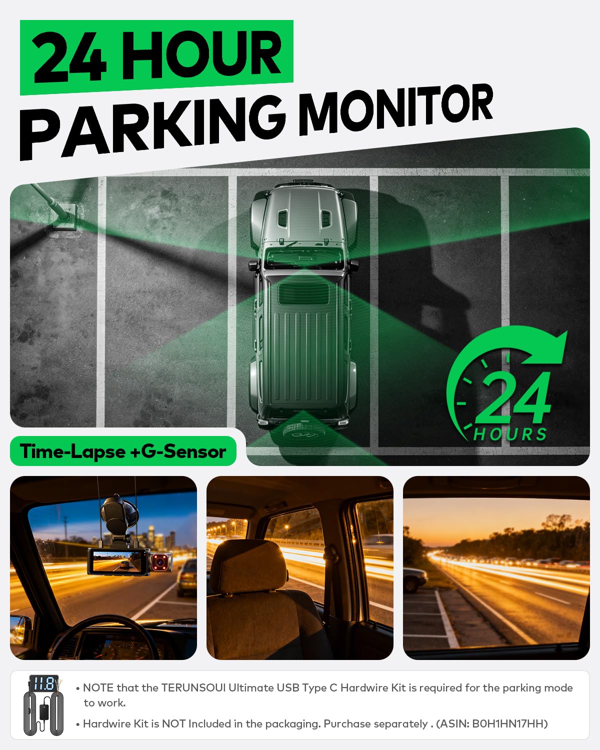 4K+4K+1080P 3 Channel Dash Cam, Free 128GB Card, AProX HD Night Vision | Dash Cam Front and Rear with Cabin, 5.8GHz WiFi6 - up to 20MB/s, App, GPS, G-Sensor, 24H Parking Mode, Support 512GB Max