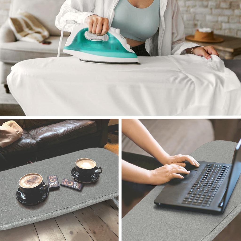 RAINHOL Gray Mini Tabletop Ironing Board 31"x12" | Metal Foldable with Iron Rest, Heat Resistant Cover for Travel Small Space