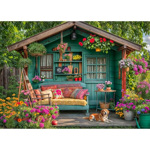 TangMosaic 1000 Piece Puzzle for Adults, Flower House Jigsaw Puzzle, Family Impossible Challenging Puzzles Game, Interlock Perfectly No Dust, Home Decoration, Gifts for Parents Halloween Christmas