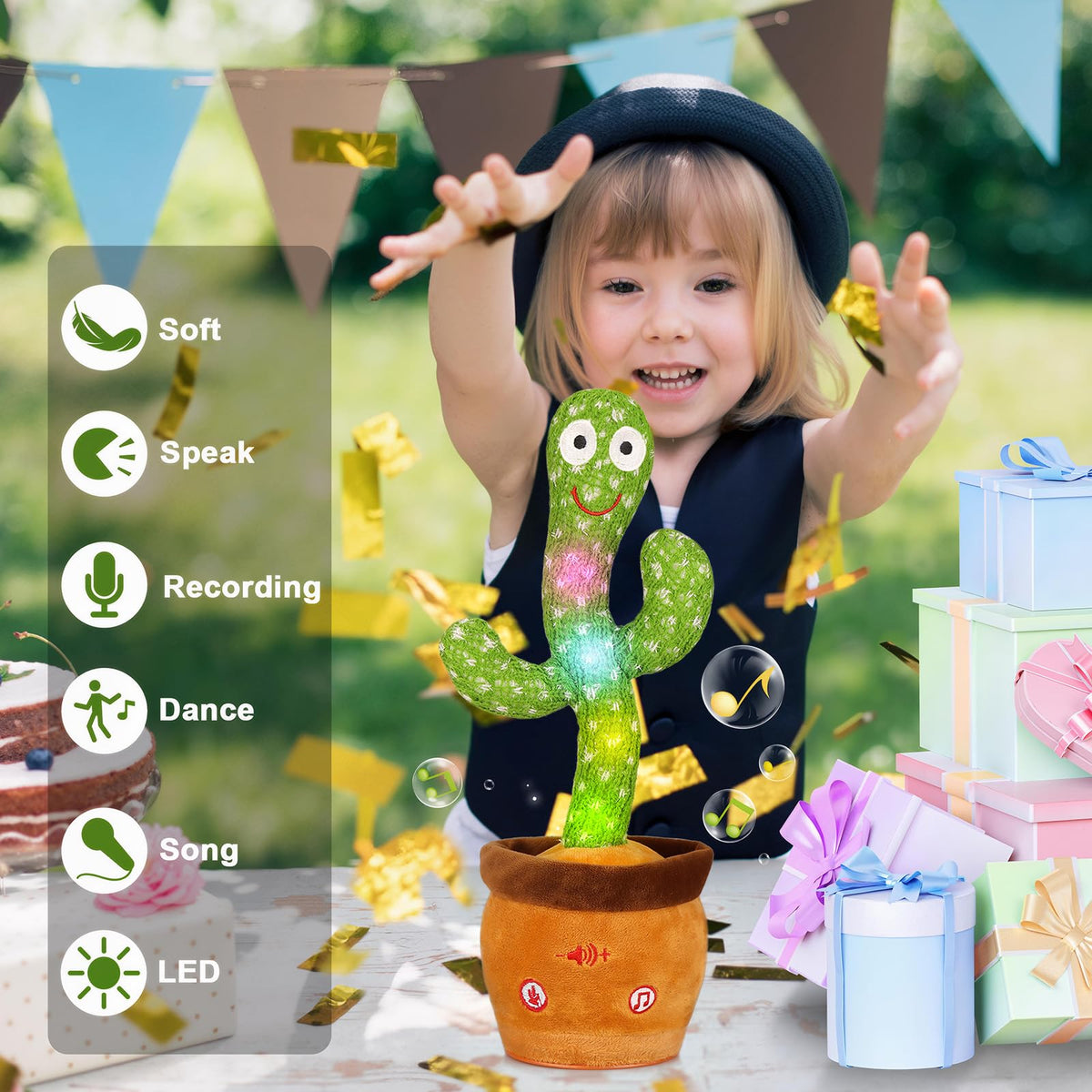 Emoin Talking Cactus Toy, Interactive Toys Dancing Cactus Toy Mimicking Repeating What You Say, Toddler Infant Baby Toys Gifts for 6 7 8 9 10 Month Old Baby Toys for 1 2 3 Year Old Boy Girl
