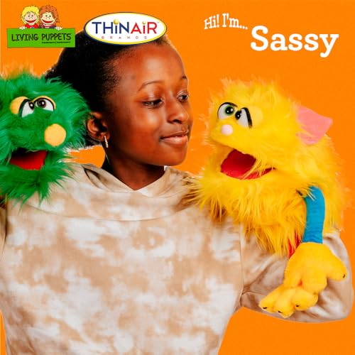 Living Puppets - Sassy the 14-Inch Yellow Friendly Monster, Plush Hand Puppet for Boys and Girls