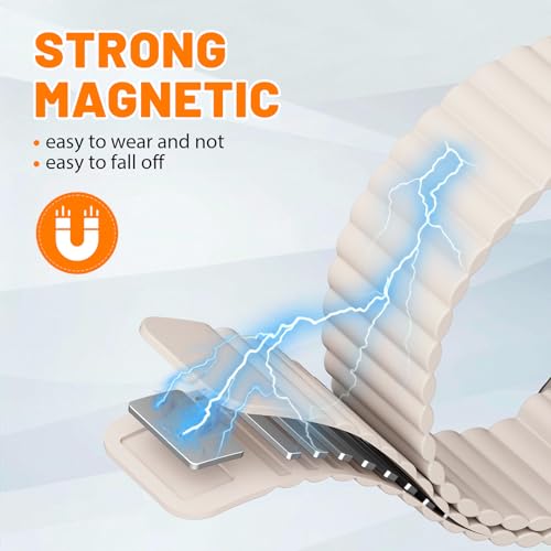 Magnetic Sport Bands for Apple Watch Band 40mm 38mm 41mm 42mm 44mm 45mm 46mm iWatch bands for Women Men,Silicone Loop Strap Wristband for Apple Watch Series 12 11 10 9 8 7 6 5 4 3 SE 3/2nd Ultra 49mm