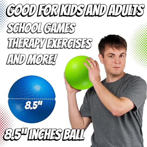 8.5-Inch Kickball Playground Balls for Kids & Adults (6-Pack) | Rubber Kickballs for Kickball, Dodgeball, Four Square, Handball, PE Class, School, Gym, Recess, Backyard & Outdoor Games