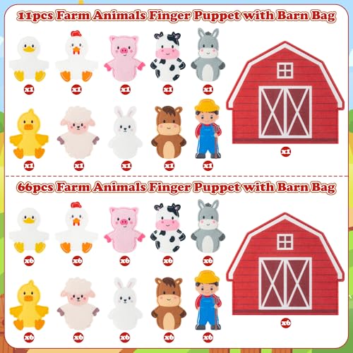 COcnny Farm Animal Finger Puppets - 11pcs Farm Felt Finger Puppet with Barn Bag Set Making Crafts Kit for Kids, Make Your Own Story Telling Toys, Animals Role Play for Boys Girls Toddles Ages 3 4-8