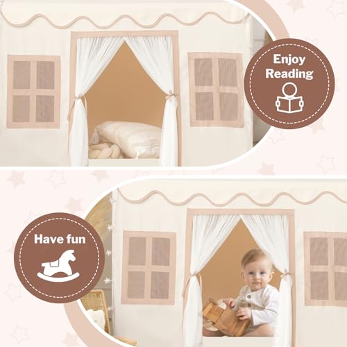 Senodeer Kids Play Tent Indoor: with Mat, Tassel Garland - Girl Tent Indoor Playhouse for Kids Toys for Boy Girl Birthday Gift