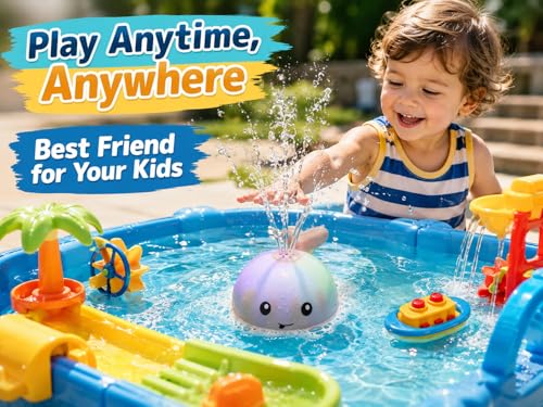 Gigilli Baby Bath Toys, Light Up Pool Water Bathtub Toy for Toddlers Babies | Bath Toys for Kids Boy Girl Gifts, Whale Bath Toy Sprinkler, Birthday Fountain Toy