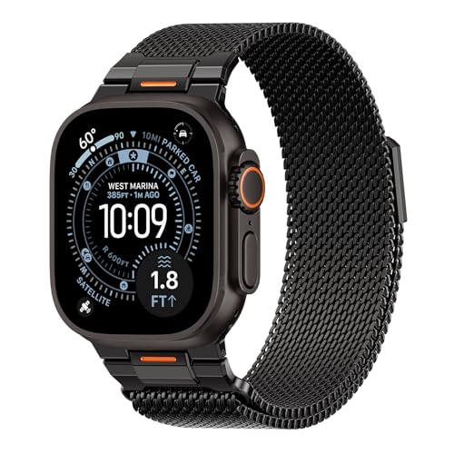 Milanese Loop for Apple Watch Ultra 4/3/2 Band 49mm 40/41/42/44/45/46mm Men | Tactical Mecha Strap,Military-Grade Design,Magnetic Metal Mesh Wristband,iWatch Ultra 2/3/4 Series 12/11/10/9/8/7/6/5/4 SE