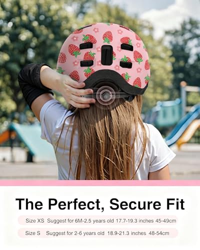 Toddler Helmet,Adjustable Dial Fit Baby Infant Bike Helmet for Ages 1-6 | CPSC,45-54cm,Lightweight,12 Vents,2 Washable Liners,PC+EPS,for Bike/Scooter/Tricycle, with Dust Bag