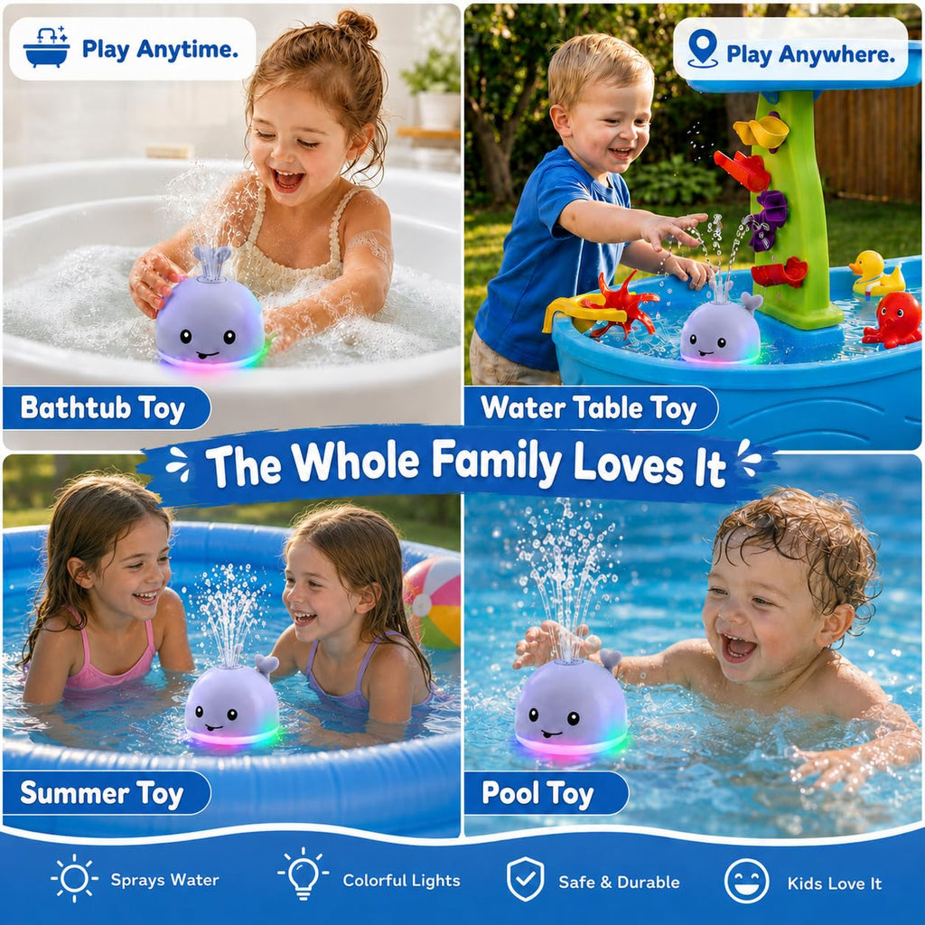 Gigilli Baby Bath Toys, Light Up Pool Water Bathtub Toy for Toddlers Babies | Bath Toys for Kids Boy Girl Gifts, Whale Bath Toy Sprinkler, Birthday Fountain Toy
