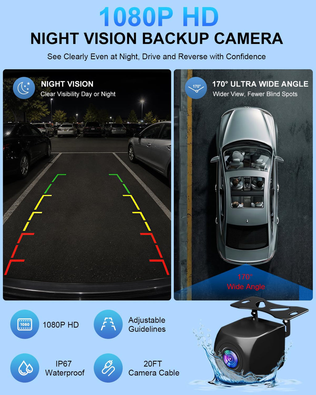9" CarPlay Screen for Car, Wireless Apple CarPlay & Android Auto | with 1080P Backup Camera, Night Vision, Mirror Link, Voice Control, Bluetooth/FM/AUX Audio, Portable Touchscreen Display