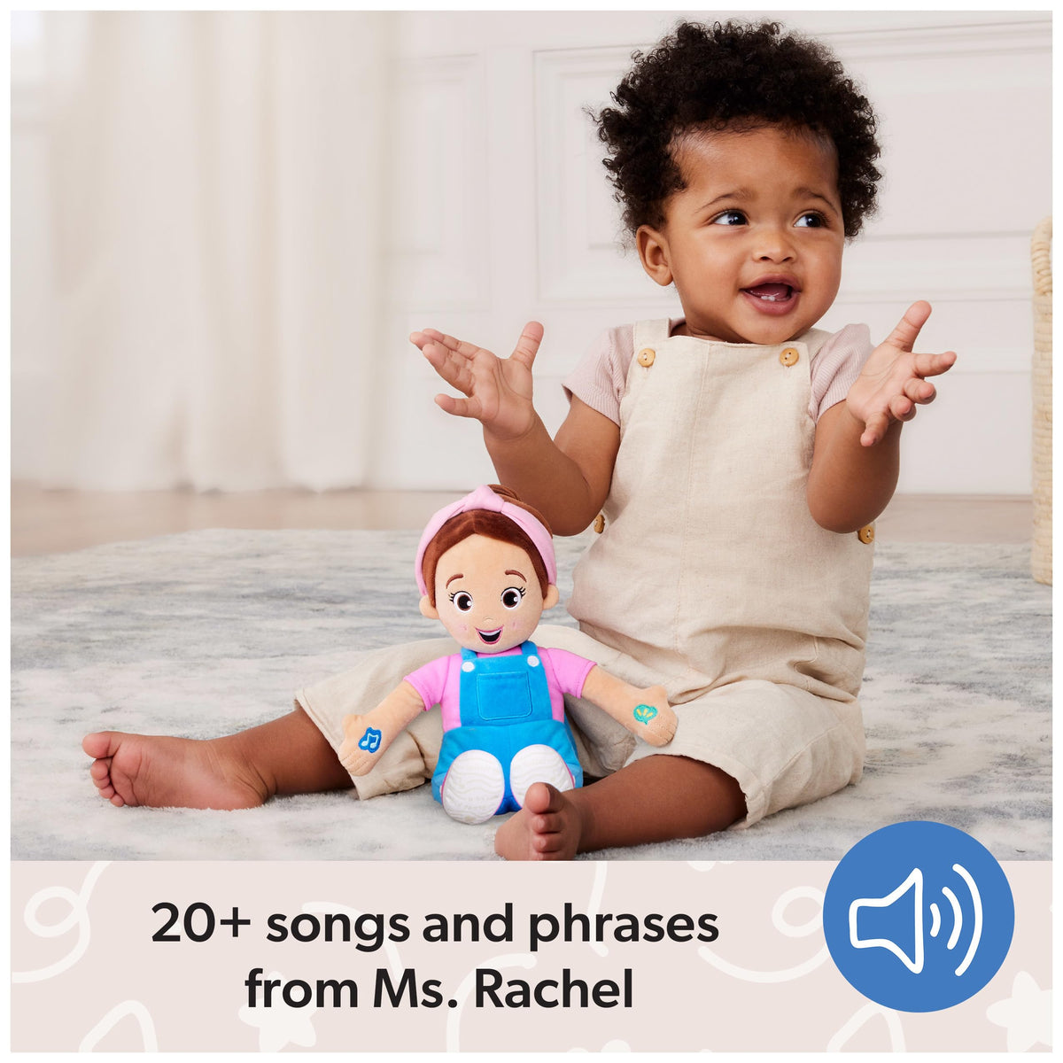 Ms. Rachel Speak & Sing Doll, 16-Inch Interactive Toy with Sounds | 4 Songs & 16+ Phrases, Encourages Speech, Volume Control, Toddler Toys For Girls And Boys Ages 6 Months to 3+