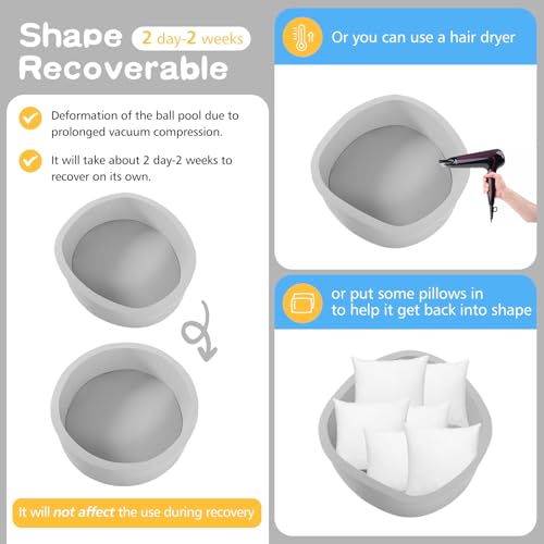 SHJADE Foam Ball Pit, 35.4"x 11.8" Ball Pits for Toddlers-Grey | Soft Memory Sponge Round Playpen Ball Pool for Kids, Ideal Gift for Babies, Indoor and Outdoor Game, Balls not Included
