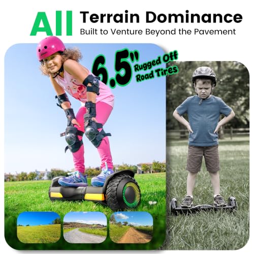 Gyroor Hoverboard G13 All-Terrain Off-Road Bluetooth LED Lights for Kids | UL 2272 Certified, 6.5" All-Terrain Tires, Dual 250W Motors hoverboard for Kids Ages 6-12 & Adults, Birthday & Holiday Gift