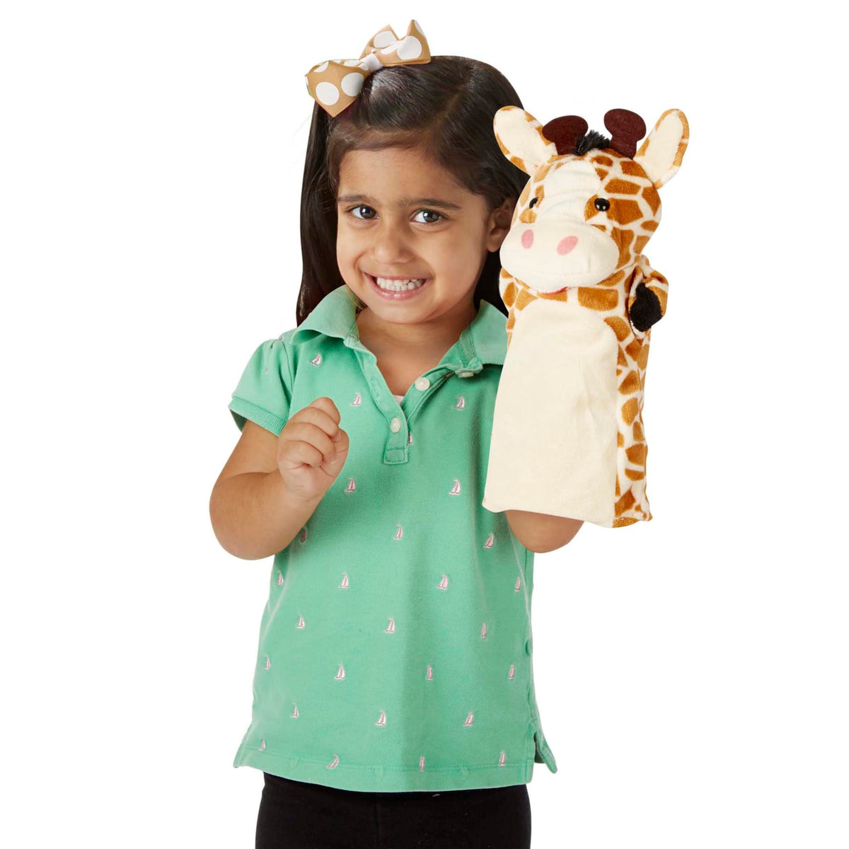 Melissa & Doug Zoo Friends Soft Plush Hand Puppets 4-Piece Glove Set | 4 Plush Hand Puppets, Elephant, Giraffe, Tiger, Monkey, Washable Puppet Gloves, Pretend Play, Toddler Toys for Kids, Ages 2+