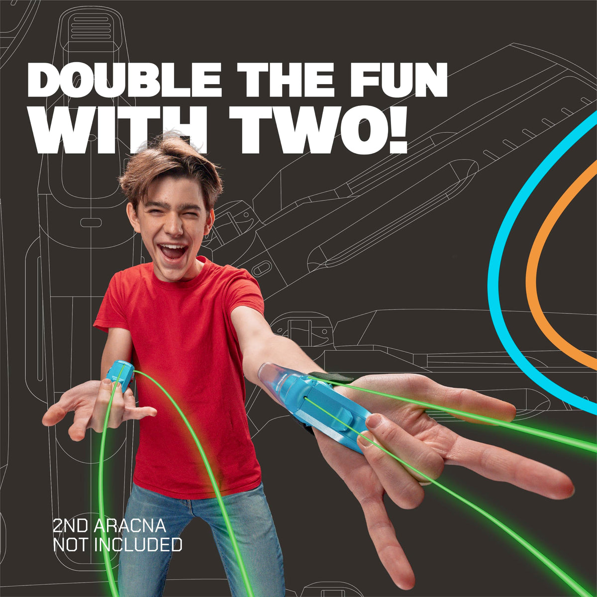 ZipString Aracna Glow-in-the-Dark Webshooter String Launcher Toy | With Travel Box & Fluorescent Strings, For Kids, Teens & Adults, Patented, Reloading, Durable, Superhero Web Shooting Action