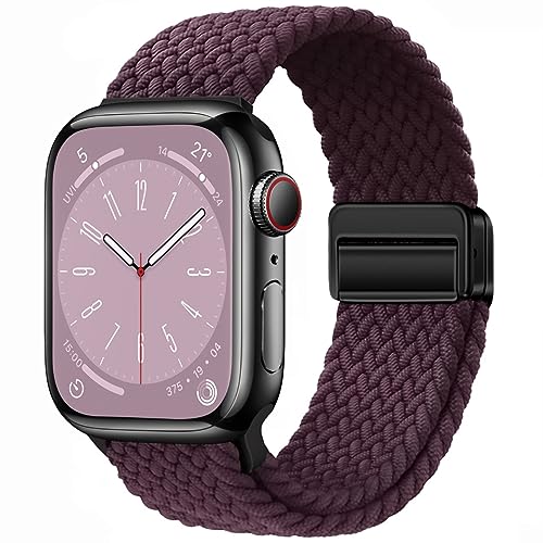 Magnetic Braided Sport Loop Compatible with Apple Watch Bands for Women Men | 38mm 40mm 41mm 42mm 44mm 45mm 46mm 49mm,Stretchy Breathable Nylon Strap for iWatch Series 12 11 10 9 8 7 6 5 4 3 2 1 SE Ultra