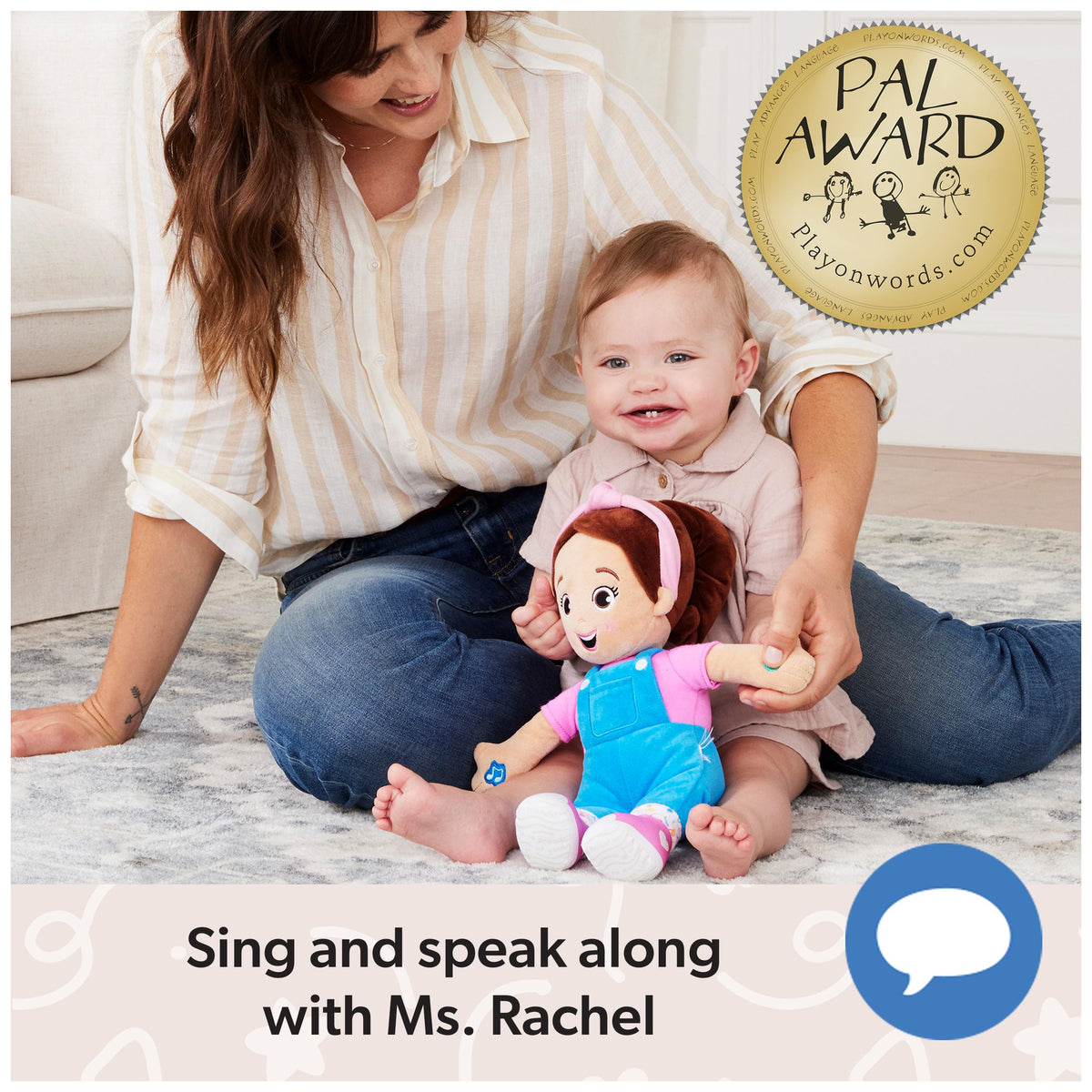 Ms. Rachel Speak & Sing Doll, 16-Inch Interactive Toy with Sounds | 4 Songs & 16+ Phrases, Encourages Speech, Volume Control, Toddler Toys For Girls And Boys Ages 6 Months to 3+