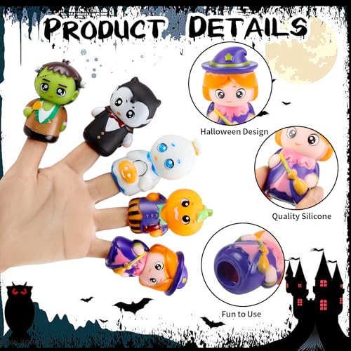 FOIMAS Halloween Finger Puppets,5pcs Pumpkin Witch Finger Puppet Toys for Kids Trick or Treat Halloween Bag Filler Party Favor Supply