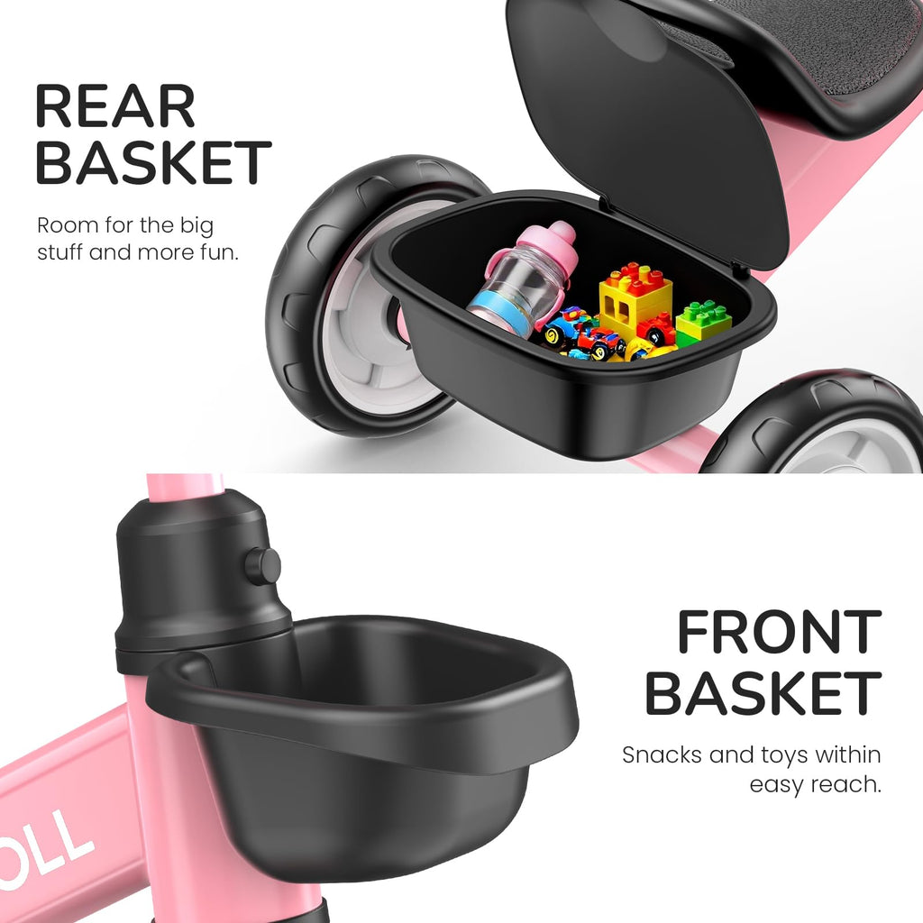 Umatoll Tricycle for 2-5 Year Old, Birthday Gift for Girl Age 2-4 | Adjustable Kids Bike Outdoor Toys, Trike with Light up Wheels