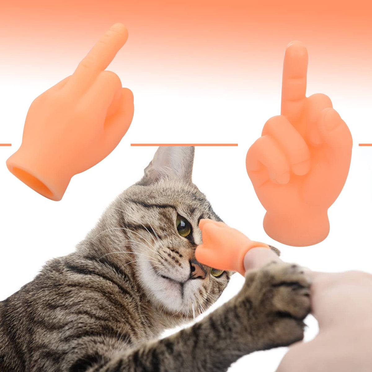 Tiny Hands for Fingers - 10 Pcs Cute Mini Hand Puppet (Middle Finger Sign) Premium Rubber