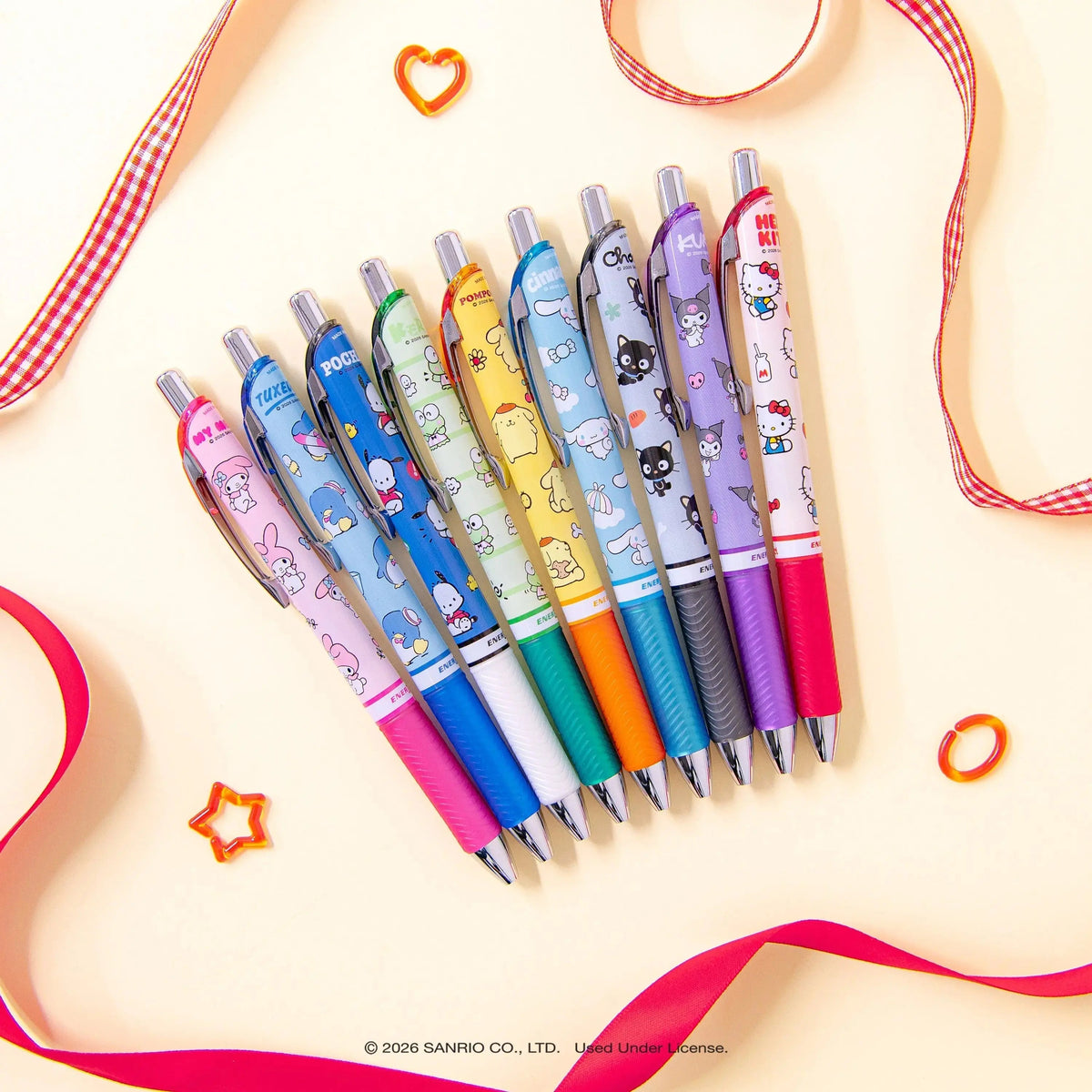 Pentel EnerGel RTX Liquid Gel Pen, Hello Kitty® and Friends, Limited Edition, Mix 2, 0.7mm, Med Line, Assorted Ink , 5-Pk