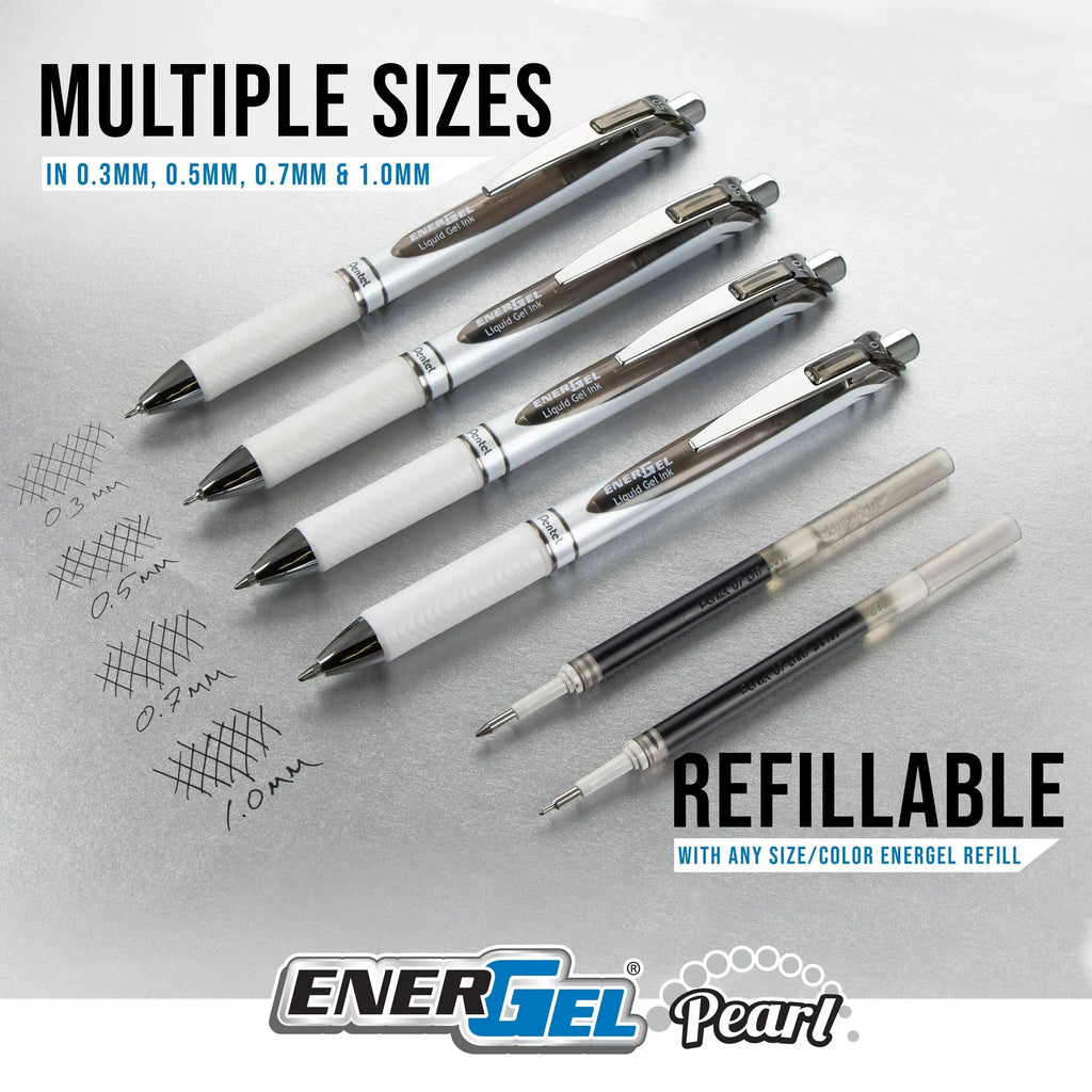 Pentel Writing Essentials 10 pack - 4 EnerGel gel pens, 2 Twist Erase III 0.7mm mechanical pencils, 2 Hi-Polymer block erasers, and 2 Hi-Polymer 0.7mm HB lead